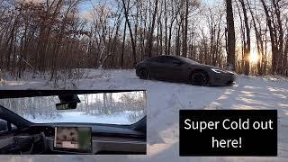 Stock 2021 Tesla Model S Plaid driving thru 6 inches of snow - part 2