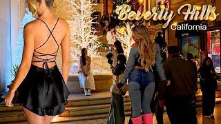 Beverly Hills Night Walking Tour in Los Angeles | Christmas & Holiday Season November 2024, 4K Video