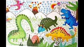 【儿童绘画】如何画恐龙|kids art|how to draw dinosaur|Please go to last few minutes to see students's art work