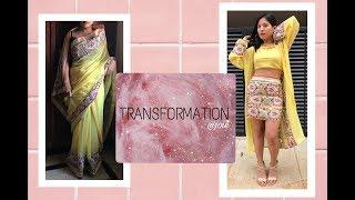 DIY saree into kimono and two piece dress (transformation)