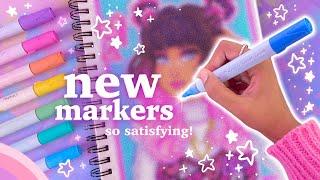 drawing with new art supplies  ft. Ohuhu Nahuku & acrylic paint markers