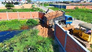 New Project ! Heavy equipment Processing Filling Up The Land huge, Bulldozer KOMATSU, Dump Truck