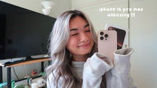 iphone 16 pro max unboxing! pick up, unbox, & set up my new desert titanium 1 tb iphone 16 pro max!