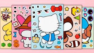 HELLO KITTY STICKER BOOK MAKEOVER |MEINE MELODY, POMPOMPURIN, TUXEDOSAM SPASSIGE AUFKLEBER-AKTIVITÄT