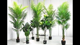 plastic Artificial Plant Palm Artificial Tree bonsai  Green Home Decor Leaves Decorative Faxu Plants