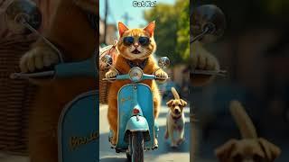 riding a motorbike casually while singing #shorts #viralshorts #cat #mpminds #funny #cute