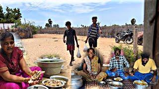 தம்பிங்க கொண்டு வந்த மீனு இறாலு நண்ட என்ன சமைச்சிருக்கோன்னு பாருங்க