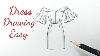 How to draw a beautiful girl dress drawing design easy Fashion illustration dresses drawing