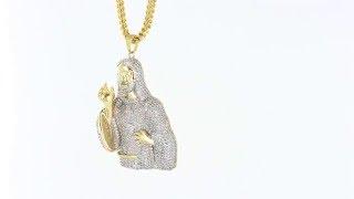 Master Of Bling Mens 18k Gold Finish Jesus Pendant Chain