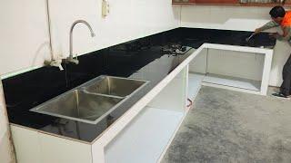 How To Building and Install Concrete Kitchen Table Modern With Ceramic Tiles