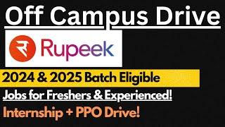 Rupeek Off Campus Drive 2024 & 2025 Batch | Jobs for Freshers 