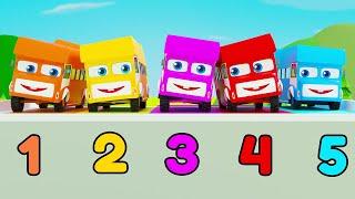 Five Little Buses | Vroom Vroom | One Two Three Four Five | Pilli Go | Nursery Rhymes & Kids Songs