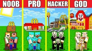 Minecraft Battle: MCDONALDS HOUSE BUILD CHALLENGE - NOOB vs PRO vs HACKER vs GOD Animation FAST FOOD