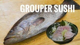 How to Make Grouper Sushi & Sashimi (Scamp) | (石斑鱼寿司)