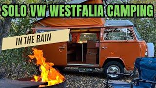 Solo Camping in Rain: Iconic 1974 VW Westfalia Vintage Camper Van