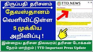 TTD Latest News| Tirumala Today Latest News Updates|TTD Today News| Today Latest Update |SSD Token