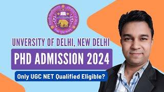 DU PhD Admission 2024 | Delhi University  #phd #delhiuniversity