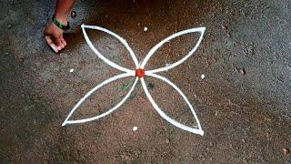 Aadi 18 kolam|Aadivelli special flowers rangoli|easy aadi perukku kolam|3*3 dots Beautiful rangoli