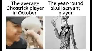 The average Ghostrick player in October vs The year-round skull servant player