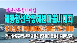 21-138[전남완도군지역대지][약산면해동리주택지]해동항선착장해변마을,당목항여객터미널,계획관리지역,나대지(221py)매매~