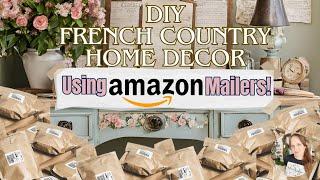 DIY French Country Home Decor using Amazon Mailers & Decoupage | Trash to Treasure | Budget Decor