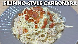 FILIPINO STYLE CARBONARA (ITALIANS, DO NOT WATCH!) | HUNGRY MOM COOKING