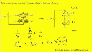 Find the charge on each of the capacitors in the figure below.