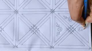 Hand embroidery nakshi katha design draw tutorial,So pretty traditiohnal design art for embroidery