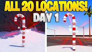 *ALL 20 CANDY CANE LOCATIONS* In Vehicle Legends! (Day 1)