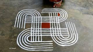 Aani madham Rangoli / Flowers Padi kolam / Simple muggulu