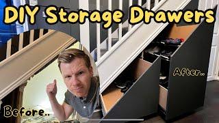 DIY Under Stairs Storage Drawers