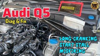 Audi Q5 long crank, start stall & Misfiring. P0061 cam crank correlation code.