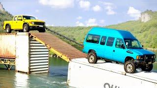 Cars vs Container Bridge Challenge in BeamNG Drive!