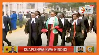 Chief Justice Martha Koome arrives at KICC for swearing-in of DP designate Kithure Kindiki