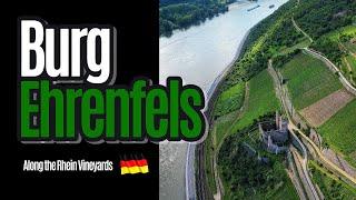 Burg Ehrenfels | Castle | Bird Eye View of Rhein Gorge | 4K