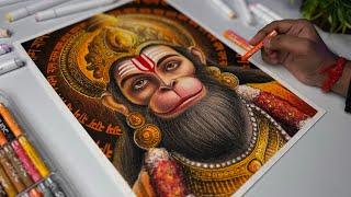 Lord Hanuman Drawing, Hanuman ji Drawing,  Oil Pastel Drawing Tutorial