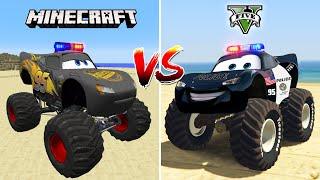 Minecraft Monster Truck McQueen POLICE vs GTA 5 Monster Truck McQueen POLICE - WHO IS BEST?