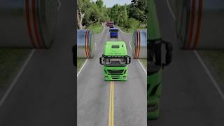 Mix Color Trucks Vs Giant Bollard #beamng #beamngdrive #shorts