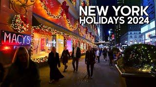 4k NEW YORK Christmas Walk  Macy's Holiday Windows and Christmas Village in Bryant Park