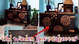 Old Wooden  Box Makeover|Transformation of old wooden box into a TV unit|Upcycled old wooden box