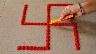 Easy Swastik Rangoli For Festivals | Easy Pandaga Muggulu | Easy Kolam Design