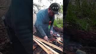 Making Fire With Wet Wood in the Wild ACTUALLY WORKS