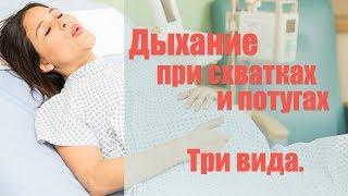 Дыхание при схватках и потугах. Три вида