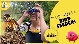 Kylee Makes a Bird Feeder | Easy DIY Bird Feeder | Learn about Birds & Nests | Fun Kids Art Video