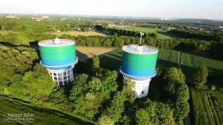 Die Wassertürme der Gelsenwasser AG in Herten von oben