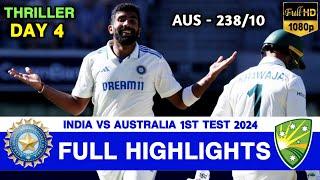 India vs Australia 1st Test Cricket Match Day 4 Full Highlights Cricket Live Highlights 25/11/2024