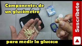 Componentes de un glucómetro para medir la glucosa