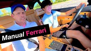 FIRST Manual Transmission lesson- 16 year old in vintage Ferrari!