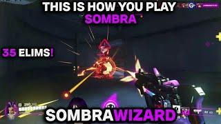 35 ELIMS! SOMBRA-WIZARD INSANE SOMBRA GAMEPLAY OVERWATCH 2 SEASON 11 TOP 500