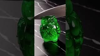 Crystal Owl Glass Cutting #ASMR #aismr